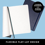 PAPERAGE Softcover Lined Journal Notebook (Navy), 160 Pages, Medium College Ruled Notebook, 5.6 inches x 7.9 inches - 100 GSM Thick Premium Paper, Soft Vegan Leather Journal for Home, Work & School
