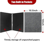 Vienrose 3 Ring Binder 1 Inch Round Rings with Linen Fabric Cover, Fits 8.5 x 11 Inch Paper, Durable Organizer for School, Office, Home, Recipes, Darkgrey