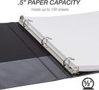 Samsill Durable .5 Inch Binder, Made in the USA, Round Ring Customizable Clear View Binder, Black, 24 Pack (MP248410)