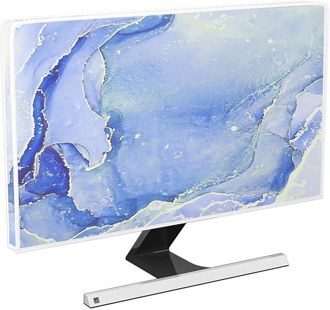 Baocicco Modern Violet Marble Waterproof Computer Monitor Dust Cover Anti-Static Dustproof Protective Cover for LCD/LED/HD 26, 27, 28 Inch Decorative Monitor Accessories Covers for Computer Screen