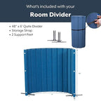 Angeles 48" x 6' Quiet Divider With Sound Dampening Panels, Freestanding Room Divider Wall, Blue