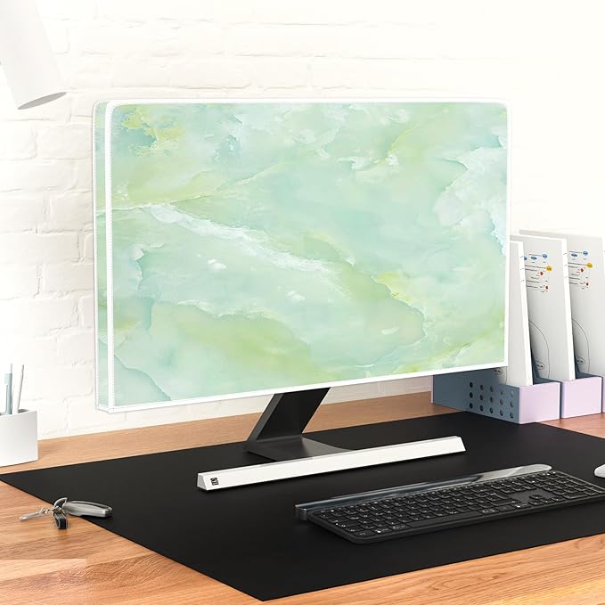 Baocicco Sage Green Marble Waterproof TV Dust Cover 37, 38, 39 Inch Anti-Static Dustproof Abstract Creative Desige Television Accessories TV LCD Screen Texture TV Decoration for Tablet