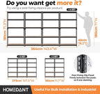HOMEDANT 5 Tier Storage Shelves Adjustable Laminated Boltless Garage Metal Shelving Unit Heavy Duty Utility Rack Shelf Warehouse Pantry Closet Kitchen (2, (M) 35.9" W, Black)