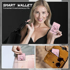 BWEGRHE Cute Credit Card Holder with Zipper, Pink Pig RFID-Blocking Card Case Small Wallet for Women Men, Multi-slot Card Organizer Case Travel Accordion Wallet