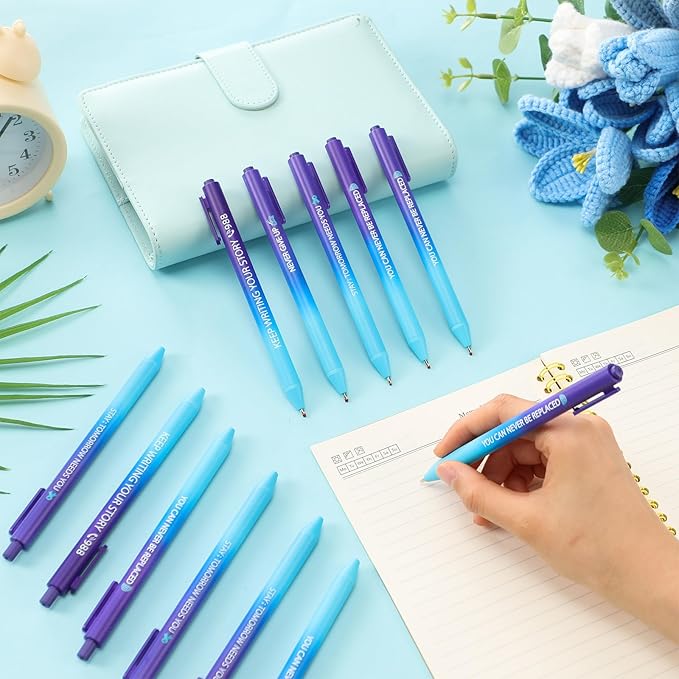 Jetec 100 Pcs Suicide Prevention Awareness Ribbon Pens Bulk Black Ink Retractable Fine Tip Ballpoint Pens with Gradient Color for Charity Volunteers Activity (Suicide Prevention)