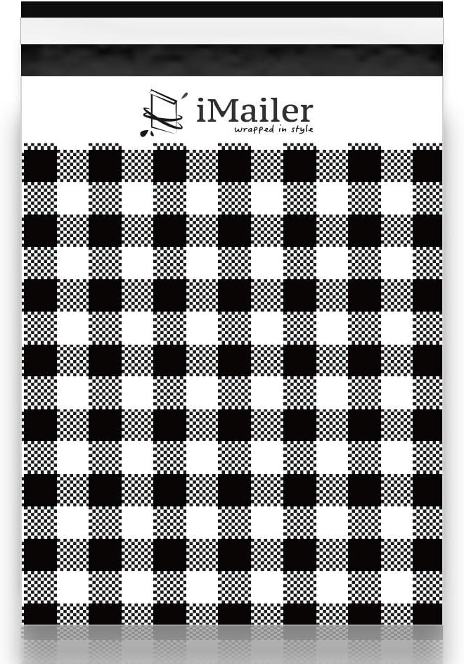 100 Count - 14.5 x 19 inch,Poly Mailer Black Gingham Plaid Package Envelope, Mailing Shipping Bags with Self Seal Strip
