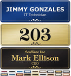 Name Plates for Doors, Custom Office Door Signs, Personalized Wall Plaques - 2.5x8 Inch, 18 Colors, (Prestige) Made in USA By My Sign Center