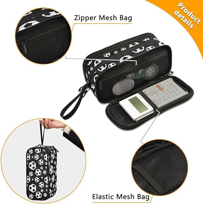 BOENLE Football Soccer Pencil Case Box Boys Girls Large Pencil Pouch Zipper Compartments Big Capacity Stationery Pen Bag Organizer Kids Teens Adults School