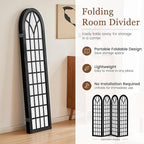 Asnefeli Room Divider 4 Panel, Japanese Shoji Privacy Screen for Bedroom Home Office Separation, Folding Wood Partition Wall, 5.6 Ft Black Decor