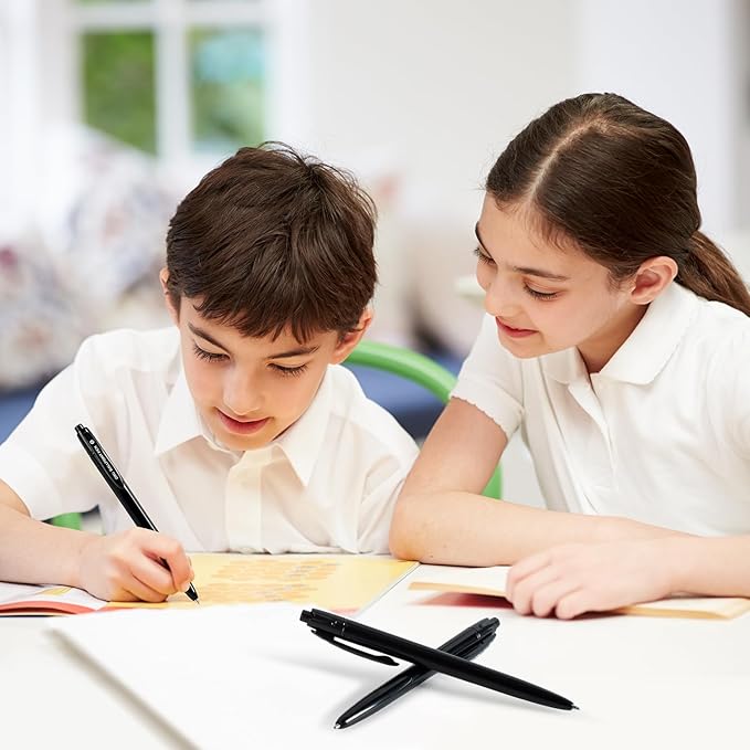 deli Pens Bulk, 100 Pack Retractable Ballpoint Pens, 1.0MM Black Ink,Smooth Writing, No Bleed, Comfortable Grip for Home,Office & School Use