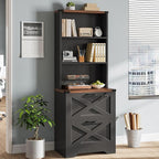 SEDETA 2 Drawer File Cabinet with Lock, Wood Filing Cabinet fits Letter, Legal, A4 Size, Hanging File Folders, Farmhouse File Cabinets for Home Office with Adjustable Storage Shelf (Black)