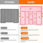 Spaclear Large Utensil Drawer Organizer Expandable Silverware Organizer for Kitchen Drawer Adjustable Cooking Utensil Holder Cutlery Flatware Tray Spatula Tools Gadgets Storage Dividers Plastic Pink