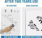 TSJ OFFICE Glass Dry-Erase Board - 48 x 32 Inches Brilliance White Magnetic Glass Whiteboard, Wall Mounted Large Frameless White Board for School, Home & Office