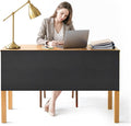 HolyMaji 48" Under Desk Privacy Panel Self-Adhesive Modesty Panel 600D Heavy Duty Desk Skirt Privacy Divider for Office Home or Standing Workstation Concealer Shield