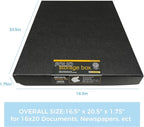 Lineco, Archival Folio Storage Box. Acid-Free, Metal Edge Boxboard, Clamshell Lid. 16 x 20 x 1.75 Inches. Preserves and Organizes, Stores Photos, Documents, Craft, Prints, DIY. Black, Pack of 10
