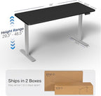 VIVO Electric 60 x 24 in Standing Desk, Memory Height Adjustment, 1B Series, Holds 220 lbs, One-Piece Black Top, Gray Frame, DESK-KIT-1G6B