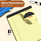 6 Pack Legal Pads 8.5 X11, College Ruled Notebook, 300 Sheets Yellow Note Pad, Writing Pads 8.5x11, Tear Off Notepad, Lined Paper, Notebook Paper for Office Home School, 50 Sheet/Pad