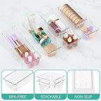 WOWBOX 9 Pack Clear Drawer Organizer Set, Acrylic Drawer Storage Trays, Storage Bins for Makeup, Cosmetics, Jewelries, Utensils, Gadgets, Office