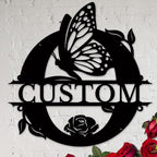 Personalized Custom Letter Name metal Signs,Custom Black Letter Monogram Wall Art Decor,Metal Signs Plaques Outdoor wall Decorative Signage (O)