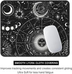 Auhoahsil Mouse Pad, 12 x 10 in Tarot Style Sun Moon Computer Mouse Pad for Desk, Premium-Textured Non-Slip Rubber Stitched Edges Waterproof Square Mouse Mat for Gaming Work Wireless Mice, Black