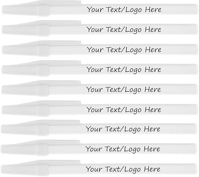 Personalized Stick Pens With your Custom Logo or Text-500 Pack Bulk-for Businesses, Parties, and Events, Custom Printed Slim Ballpoint Pens Colored with Cap, White, Black Ink
