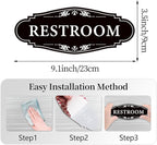 Restroom Sign for Business and Home，Self-adhesive Unisex Bathroom Sign Sticker，Waterproof Vinyl Toilet Decor for House，Office，Shop，Door（Black）