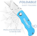 REXBETI 4-Pack Folding Pocket Utility Knife Quick-change SK5 Box Cutter for Cartons, Cardboard and Boxes, Back-lock Mechanism with 10 Extra Blades