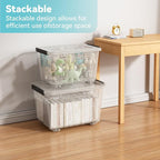Nazhura 72 Quart Plastic Storage Bin, Stackable and Nestable Storage Boxes with Clear Lids and Secure Latching Buckles, Large Storage Container (Clear, 72Quart-4Pack)