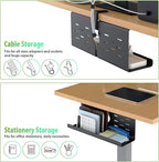 KEEGH 16" Under Desk Cable Management Tray, Desk Cord Organizer Upgrade Capacity, Drill Free Clamp/Screw Mount, Sturdy Metal Tray for Connect Cables, Home, Office, 1 Pack, Black