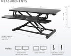 VIVO 36 inch Desk Converter, K Series, Height Adjustable Sit to Stand Riser, Dual Monitor and Laptop Workstation with Wide Keyboard Tray, Black, DESK-V036KB