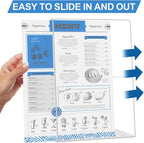 EHWINE 6 Pack 8.5 x 11 Acrylic Sign Holder, Clear Plastic Signs Display Stand, Vertical Slanted Back Paper Holder Stand up Table Top Sign Holders Flyer Stand Frames Suitable for Office Business Store