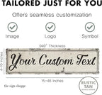 The Sign Shoppe Rustic Custom Metal Sign - Custom Sign for Indoor or Outdoor Use (Rustic Tan Double Border, 15 inches x 4 inches)