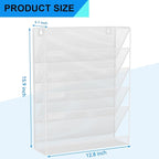 GDINDINFAN Wall File Organizer Holder Mesh Hanging Paper Document Holder,Vertical 6 Pocket Tier for Office Home, White