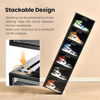 Amllas 8 Pack Shoe Boxes Black Plastic Stackable, Large Shoe Storage Organizer,Drop Side Front Shoe Containers for Entryway,Sneaker Storage Fit up to US Size 13 for Men/Women(13’’x 10.6”x 8.3”)