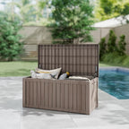 Yardgrace 150 Gallon Outdoor Storage Box Waterproof, Resin Deck Boxes with Lockable Lid & UV-Resistant for Patio, Pool, Garden Furniture Cushions & Accessories, Coffee