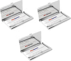 Stephanie Imports Set of 3 Slim & Minimalist Metal Business Card Holder Unisex Case (Plain Silver)