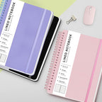 Lined Spiral Journal Notebook, B5 Spiral Notebook, 7.8''×10'' Journaling Notebooks for Work, School, Women, College Ruled Spiral Notebook, Hardcover Leather Notebook for Note Taking Business, Pink