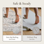 GENIMO Runner Rug 2PCs, Machine Washable Non Slip Vintage Hallway Runner Rug 17.3"x59"+17.3"x30", Low Pile Lightweight Rugs for Indoor Entryway, Hallway, Kitchen and Corridor, Light Taupe Brown