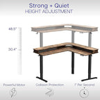 VIVO Electric 2-Tier Corner L-Shaped 63 x 55 inch Standing Desk, Height Adjustable, Memory Controller, Rustic Vintage Brown Top Black Frame, Black Drawers, DESK-E3CVN