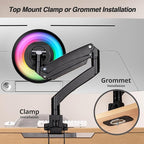AVLT Single 17"-57" Super Ultrawide Monitor Arm for Screens Up to 59.5 lbs, Premium Aluminum Desk Stand, Adjustable Pneumatic Height, Full Motion Swivel Tilt Rotation, USB-C & USB-A Ports, Black