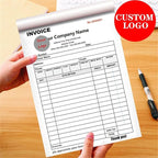 Custom Invoice Book in 3-Part /2-Part Receipt Book with Carbon Copies Personalized Carbonless Service Invoice Form Books Sales Order Book with Company Name Logo Address,A-Invoice Book