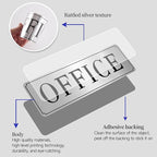 The Office Door Sign for Home and Business，Self-Adhesive Waterproof and Fade-Resistant Modern Brushed Silver Office Sign Sticker for House，Business，Door, Window（Silver）