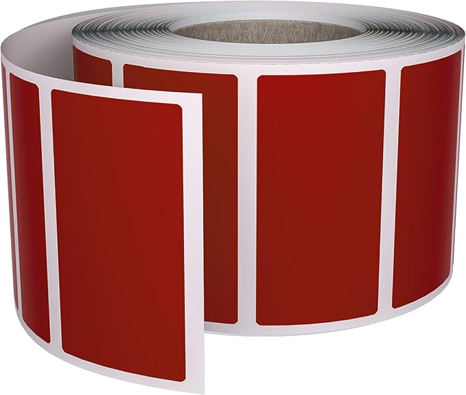 Royal Green Rectangular Color Coding Sticker Roll - Write On Labels for Folders & Organizing, 1.57" x 0.75" Stickers to Write On Name Tags for Office Supplies & Organization, 500-Pack (Red Velvet).