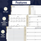 SUNEE 2026 Appointment Book, Quarter-Hourly, Weekly & Monthly - from January 2026 - December 2026, 8.5"x11" Weekly Planner, Flexible Cover, Note Pages, Pockets, Bookmark, Spiral Binding, Dark Blue