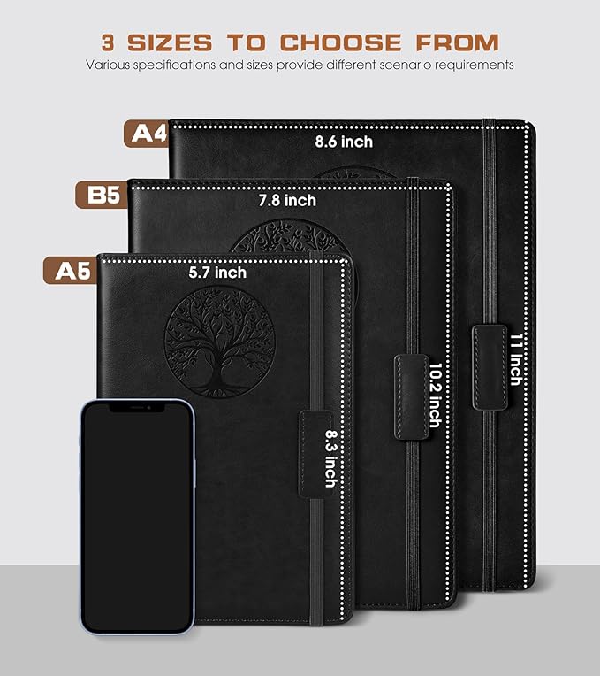 Biuwory Lined Journal Notebook for Women Men,256 Pages B5 Large Hardcover Leather Journals for Writing,Travel,Business,Work & School,College Ruled Notebooks for Note Taking,Diary Notepad 7.8"×10.2"