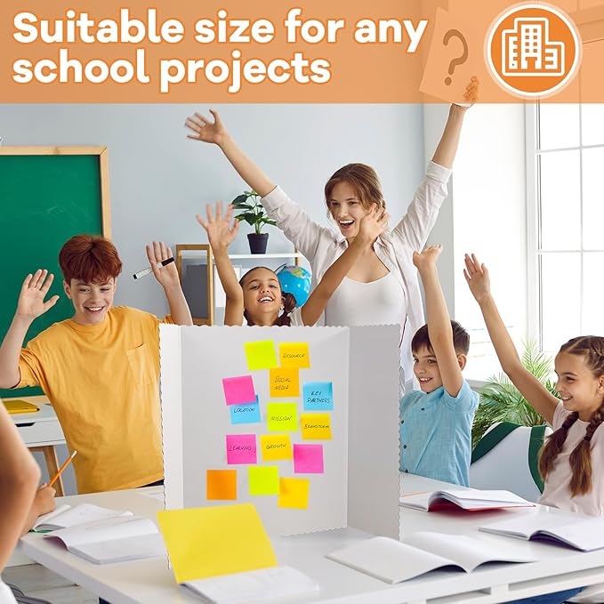 Henoyso 12 Pcs 22 x 38 Inch White Trifold Poster Board Large Tri Fold Presentation White Display Board Foldable Paperboard for Science Fair School Business Project Exhibition