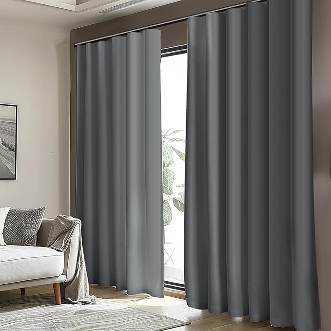 Cbsroro Room Divider Blackout Curtain Track Curtains Wall Dividers Panels Screen for Living Rooms Bedroom Office Privacy Partition Separation, W180 × L84 Inch,1 Panel, Light Grey