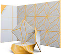 UNECHO 12 Pack 12" X 12" X 0.47" Acoustic Panels for Wall Sound Absorbing, Dual-Color P-Stripes Square Self-Adhesive Sound Panels, High Density Suitable for Multiple Scenarios(Orange+SilverGray)