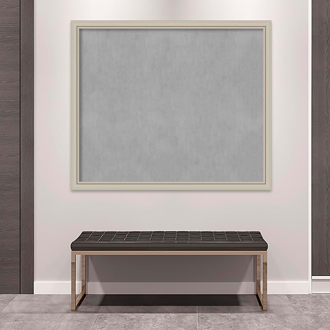 Amanti Art Silver Framed Magnetic Board 44x52 Oversize Vision Board for use with Magnets, 100% Metal Sheet to Display Items as Office Decor or for Home Organization in mudroom, Kitchen or Kids Room