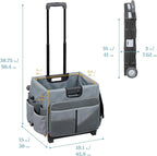 ECR4Kids Universal Rolling Cart with Canvas Organizer Bag, Mobile Storage, Dark Grey/Grey